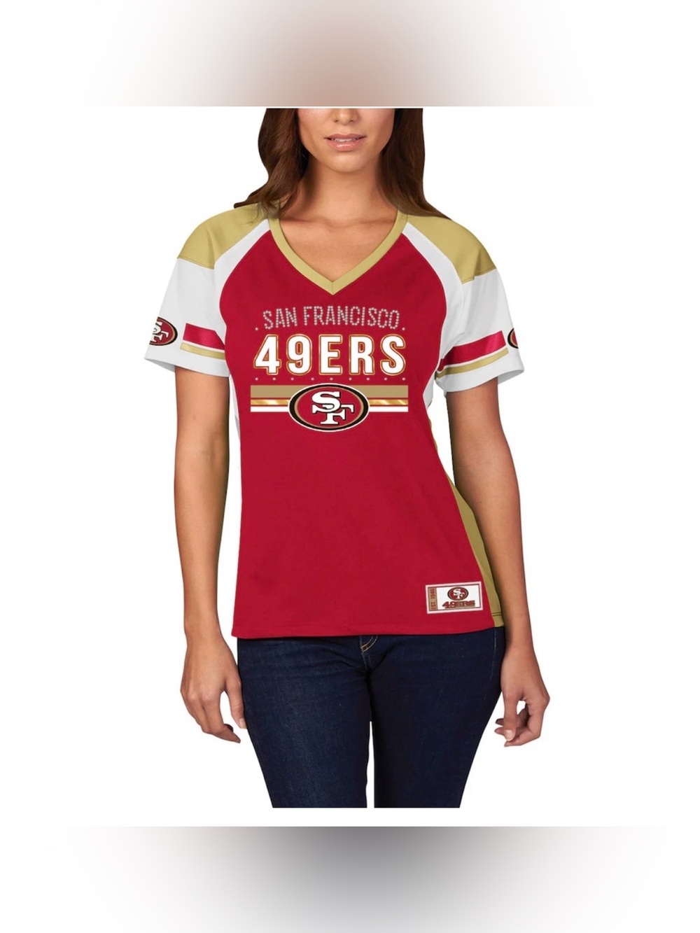 San Francisco 49ers Majestic Scarlet Gold Draft Me Fashion T-Shirt Athletic M